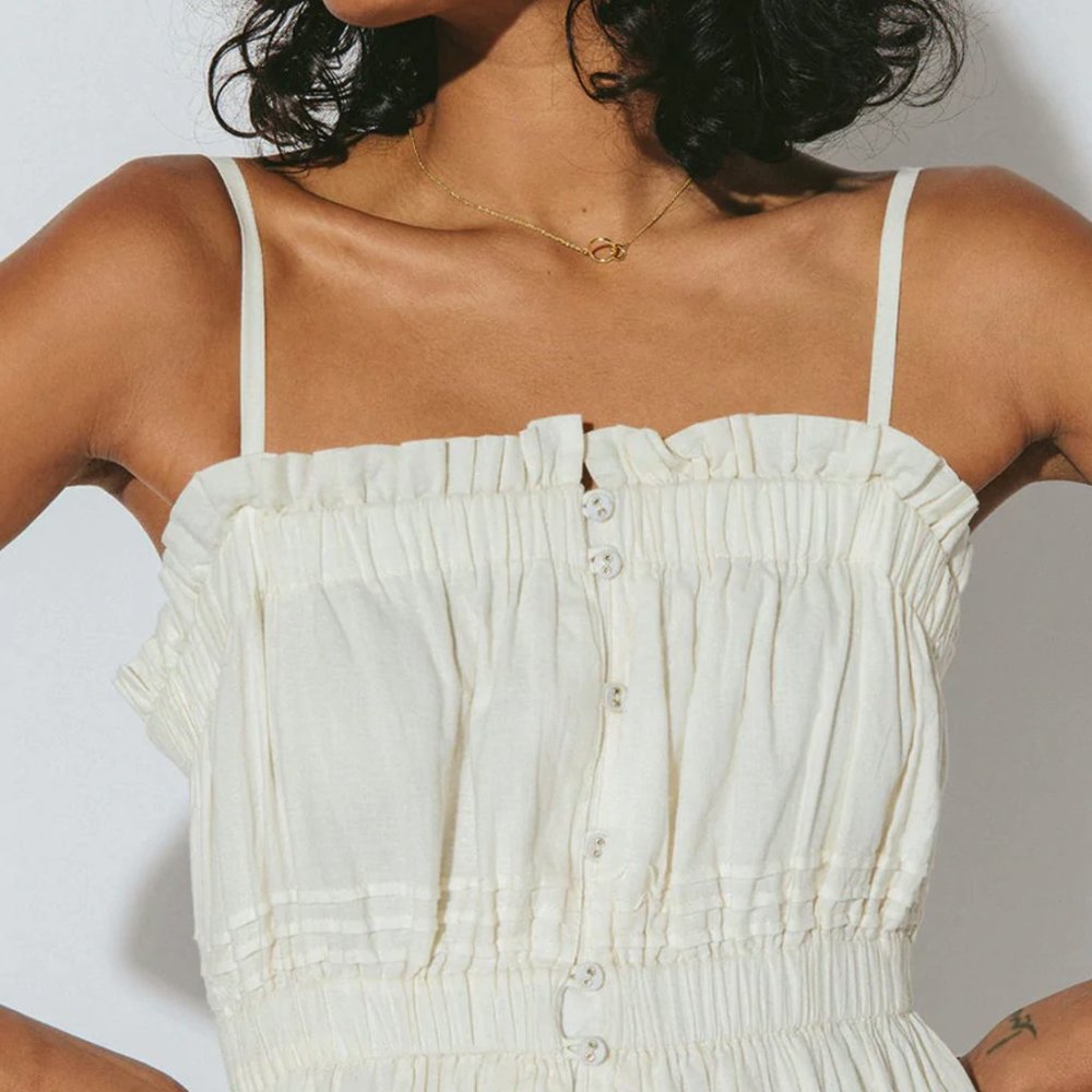 Cleobella Isabel Ankle Dress | Ivory size Large NWT #103 - Picture 2 of 5